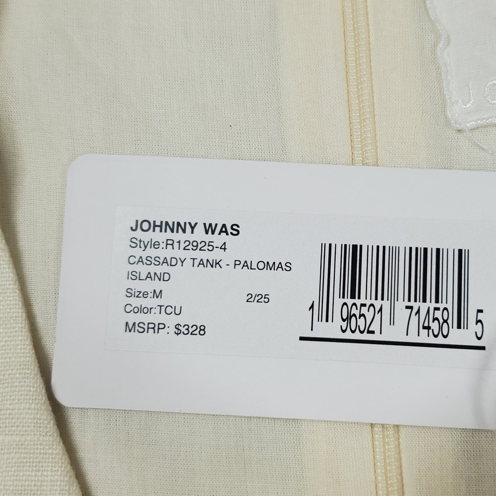Johnny Was Cassady Tank Top Womens M Embroidered Beaded Linen Palomas Island New - Picture 5 of 16